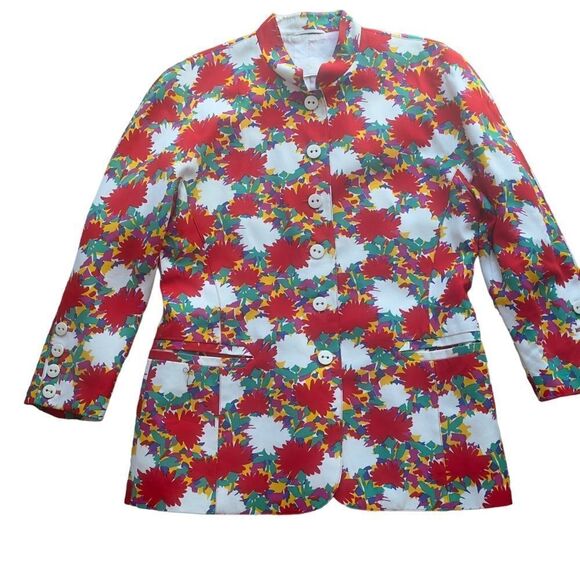ESCADA by Margaretha Ley Multicolored Floral Button Down Jacket LARGE - Picture 2 of 15